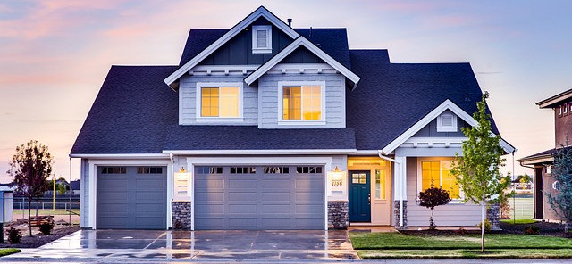 Twilight photo of a house.